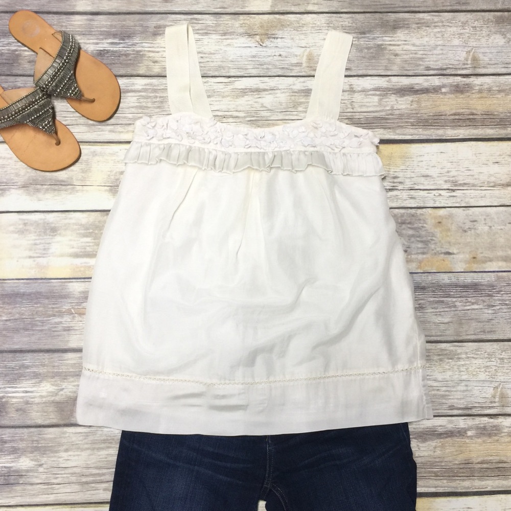 Mm Couture Miss Me Flowy Cream Embellished Top Med